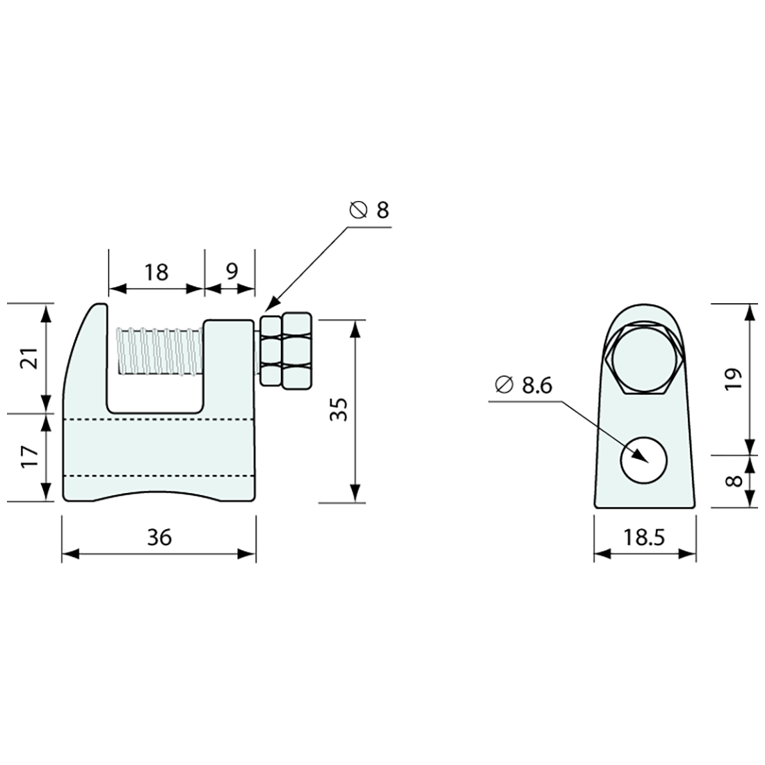 Beam Clamp Zinc Plated 36mm M8